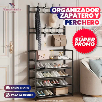 ORGANIZADOR DE ZAPATOS 4 NIVELES Y PERCHERO